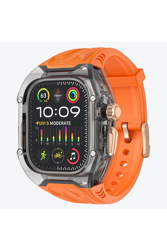 Rugged Case for Apple Watch Series 10 46mm with Band, Military-Grade Protection Scratch-Resistant Rugged Men Cover with Adjustable Strap Band for iWatch Series 10 46mm,Orange Black