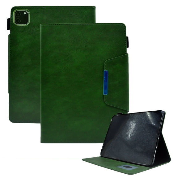 Dteck Rugged Case For iPad Pro 11 inch 2024, Magnetic Leather Smart Case Card Slots Wallet Shockproof Rubber Kickstand Cover for iPad Pro 11" 2024,Green