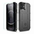 thumbnail image 1 of Dteck Rugged Case For iPhone 12 6.1" / 12 Pro 6.1" (2020) with Front Tempered Screen Protector, Shockproof Armor TPU Soft Back Protective Cover, Black, 1 of 7
