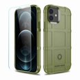 thumbnail image 1 of Dteck Rugged Case For iPhone 12 6.1" / 12 Pro 6.1" (2020) with Front Tempered Screen Protector, Shockproof Armor TPU Soft Back Protective Cover, Green, 1 of 7