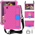 thumbnail image 1 of Dteck Rugged Case for Lenovo Tab M10 FHD Plus 2nd Gen X606F/Tab M10 HD 2020 X306/Tab K10 X6C6 2021, Heavy Duty Shockproof Stand Case with Removable Shoulder Strap/Flexible Handle Strap - Rose + Blue, 1 of 6