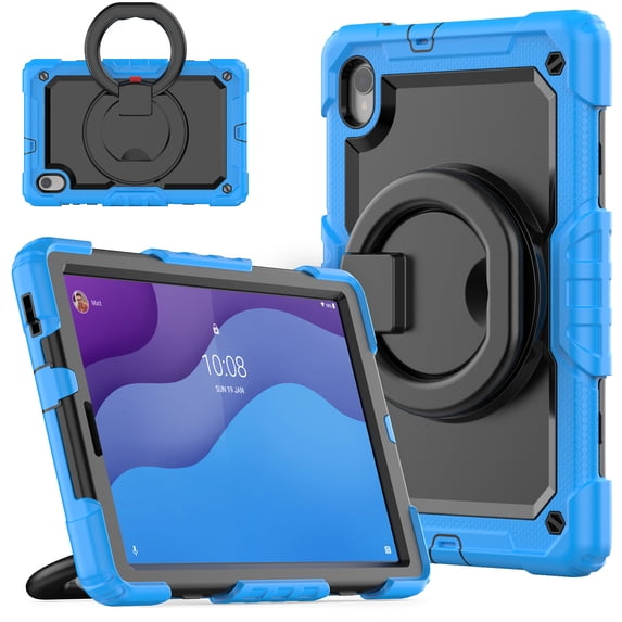Dteck Rugged Case for Lenovo Tab M10 HD 2nd Gen TB-X306X / Smart Tab M10 HD 2nd Gen TB-X306F 10.1" 2020, Heavy Duty Shockproof Cover Case with Built-in Screen Protector,Lightblue+Black