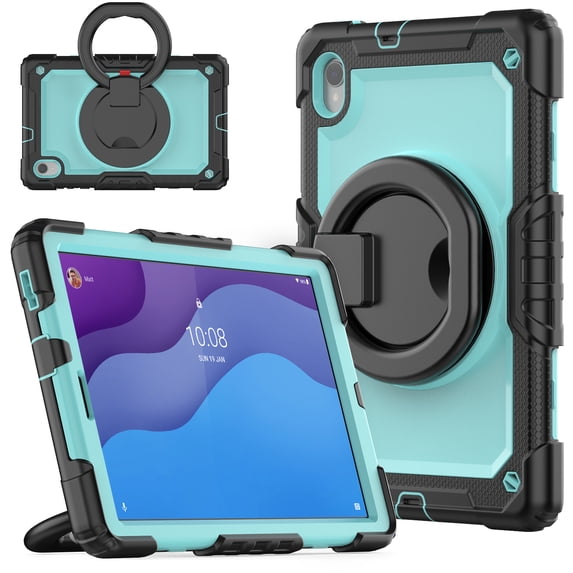 Dteck Rugged Case for Lenovo Tab M10 HD 2nd Gen TB-X306X / Smart Tab M10 HD 2nd Gen TB-X306F 10.1" 2020, Heavy Duty Shockproof Cover Case with Built-in Screen Protector,Black+Lightblue