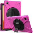 thumbnail image 1 of Dteck Rugged Case for Samsung Galaxy Tab A7 10.4 inch 2020 SM-T500 T505, Heavy Duty Three Layer Hybrid High Impact Shockproof Case with 360 Rotating Handle Stand, Rose, 1 of 8