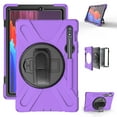 thumbnail image 1 of Dteck Rugged Case For Samsung Galaxy Tab S7 Plus 12.4-inch SM-T970 T975 T976, Heavy Duty Three Layer Rugged Hybrid Shockproof Case with 360 Rotating Stand / Hand Strap, Purple, 1 of 7