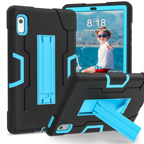 Dteck Rugged Case for Lenovo Tab M9 (TB-310FU, 2023 Released), Heavy Duty Shockproof Rugged Protective Cover with Kickstand,Black + Blue