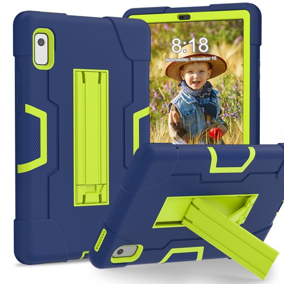 Dteck Rugged Case for Lenovo Tab M9 (TB-310FU, 2023 Released), Heavy Duty Shockproof Rugged Protective Cover with Kickstand,Navy + Green