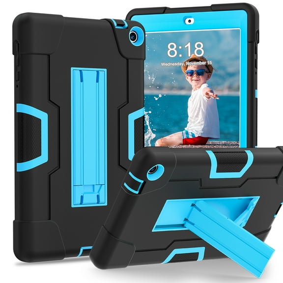 Dteck Rugged Case for for Onn 8 Inch Tablet Gen 3 (2022 Model:100071483), Heavy Duty Hybrid Shockproof Kickstand Cover Case, Black + Blue