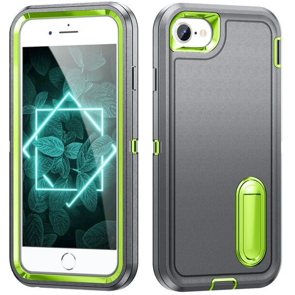 Dteck Rugged Case for iPhone 8 / iPhone 7 / iPhone SE 3 / iPhone SE 2 with Kickstand, Heavy Duty Military Grade Drop Protection Shockproof Protective Cover 4.7 Inch,Gray