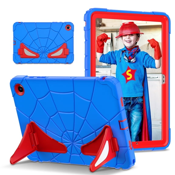 Dteck Rugged Kids Case for Samsung Galaxy Tab A9+ 11-inch 2023, Shockproof Silicone Case Hybrid PC Heavy Duty Armor Cover with Dual Kickstand for Children (SM-X210/X215/X216/X218) ,Blue+Red