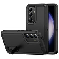 Dteck Rugged Phone Case for Samsung Galaxy S25 FE, Heavy Duty Hybrid Shockproof Protective Cover with Kickstand for Galaxy S25 FE,Black