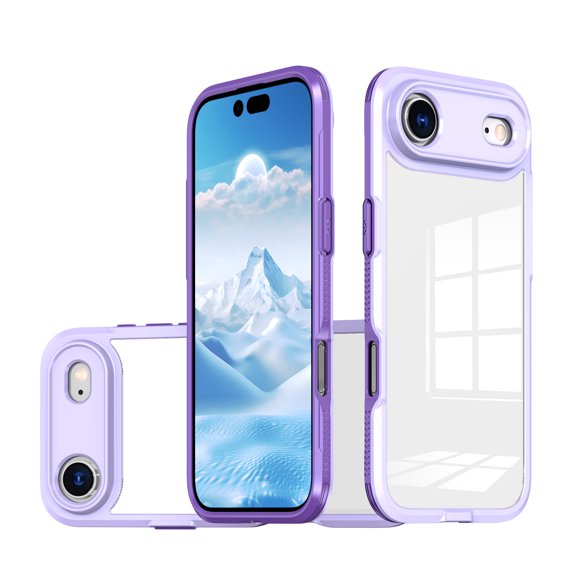 Dteck Rugged Phone Case For iPhone Air (2025), Slim Shockproof Hybrid Protective Cover with Acrylic Back, Flexible TPU Bumper Anti-Fingerprint Wireless Charging Compatible, Purple