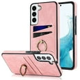 thumbnail image 1 of Dteck for S23 FE Case, for Galaxy S23 FE Case Card Holder,360 Degree Ring Holder Stand,Slim Phone Case Leather for Men Women,Shockproof Protective Thin Wallet Cover, Pink, 1 of 9
