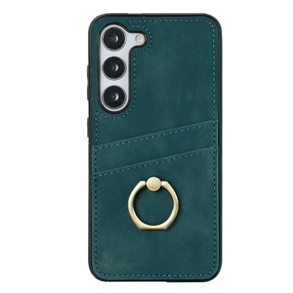 Dteck for S24 Plus Case, for Galaxy S24 Plus Case Card Holder,360 Degree Ring Holder Stand,Slim Phone Case Leather for Men Women,Shockproof Protective Thin Wallet Cover, Blue