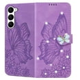 thumbnail image 1 of Dteck for Samsugn Galaxy S23 Case Wallet with Credit Card Slots Sparkle Diamond Rhinestone Butterfly Cute for Girls PU Leather Magnetic Closure Folio Flip Phone Cover for Samsung S23 5G,Purple, 1 of 5
