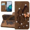 thumbnail image 1 of Dteck for Samsugn Galaxy S23 Plus Case Wallet with Credit Card Slots Sparkle Diamond Rhinestone Butterfly Cute for Girls PU Leather Magnetic Closure Folio Flip Phone Cover for Samsung S23+,Brown, 1 of 5