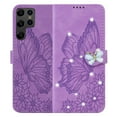 thumbnail image 1 of Dteck for Samsugn Galaxy S23 Ultra Case Wallet with Credit Card Slots Sparkle Diamond Rhinestone Butterfly Cute for Girl PU Leather Magnetic Closure Folio Flip Phone Cover for Samsung S23 Ultra,Purple, 1 of 5