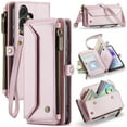 thumbnail image 1 of Dteck for Samsung A14 5G Case with RFID Blocking Wallet Case for Women Men, Shockproof PU Leather Magnetic Flip Strap Zipper Card Holder Phone Case,Pink, 1 of 6