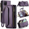 thumbnail image 1 of Dteck for Samsung A22 5G Case with RFID Blocking Wallet Case for Women Men, Shockproof PU Leather Magnetic Flip Strap Zipper Card Holder Phone Case,Purple, 1 of 6