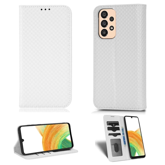 Dteck Samsung A33 Case 5G, Galaxy A33 Wallet Case, Slim Luxury Magnetic Premium PU Leather Credit ID Card Pocket Stand Holder Flip Phone Cover For Samsung Galaxy A33 5G, White