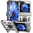 thumbnail image 1 of Dteck for Samsung Flip 5 Case, Galaxy Z Flip 5 Case with Hinge Protection, Z Flip 5 Case with 360?Rotate Ring Stand, Shockproof Magnetic Drop Proof for Car Mount Holder Full Body Cover 2023,Silver, 1 of 9