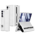 thumbnail image 1 of Dteck For Samsung Galalxy Fold 7 Case with S Pen Slot & Card Slot, Magnetic Full Body Screen Protector Kickstand Closure PU Leather Anti-Drop Grip Wallet Full Body Protective Cover, Silver, 1 of 7