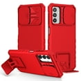 thumbnail image 1 of Dteck for Samsung Galaxy A03s Case with Slide Lens Cover Camera Protector, Slim Hybrid Shockproof Rugged Cover with Built-in Kickstand for Samsung A03s (US Version),Red, 1 of 12