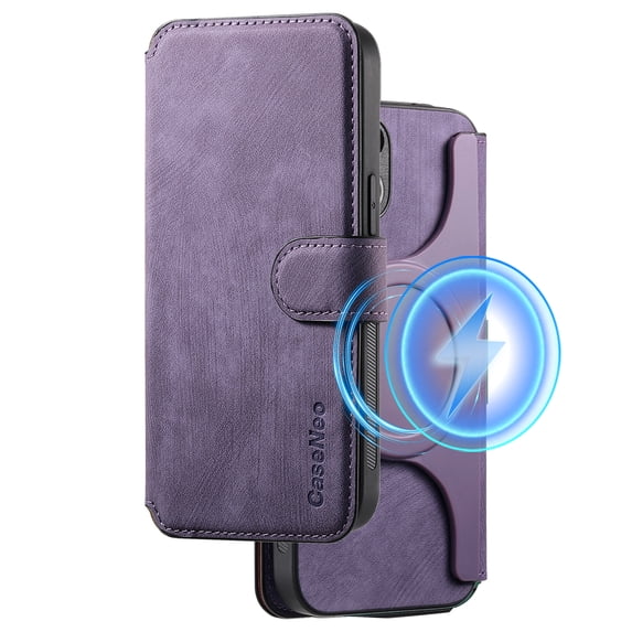 Dteck for Samsung Galaxy A04E Wallet Case with RFID Blocking Credit Card Holder, Magnetic Detachable PU Leather Folio Flip Kickstand Shockproof Cover Women Men for Samsung A04E,Purple