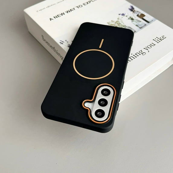 Dteck for Samsung Galaxy A05 Case,Compatible with MagSafe Accessory, Matte Ultra Thin Soft TPU Rubber Military Grade Drop Protection Slim Fit Shockproof Phone Case, Blackorange