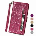 thumbnail image 1 of Dteck For Samsung Galaxy A10 / M10, Bling Wallet Case for Women, 3 Card Holder Folio Flip Glitter Pu Leather Folding Stand Magnetic Purse Case with Strap Zipper Coin Change Money Pocket , Rose, 1 of 1