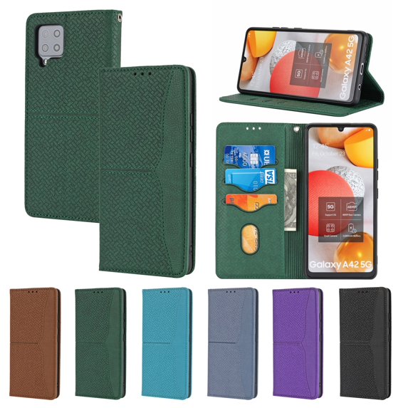 Dteck for Samsung Galaxy A12 5G Flip Wallet Case, PU Leather Case with Card Slot Kickstand and Wrist Strap Shockproof Protective Case for A12 5G 6.5" 2020 Women Men, Green