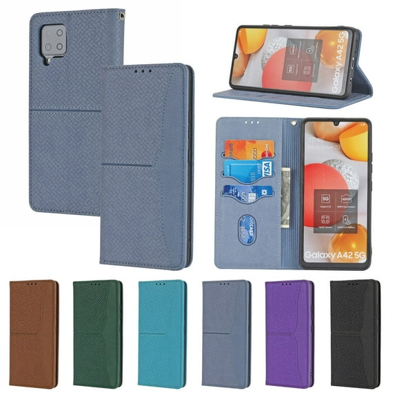 Dteck for Samsung Galaxy A12 5G Flip Wallet Case, PU Leather Case with Card Slot Kickstand and Wrist Strap Shockproof Protective Case for A12 5G 6.5" 2020 Women Men, Grey