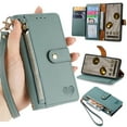 thumbnail image 1 of Dteck for Samsung Galaxy A12 5G Wallet Case, PU Leather Flip Folio Case with 7 Card Holders Zipper Pocket RFID Blocking Kickstand Shockproof TPU Inner Shell Phone Cover for Galaxy A12 5G,Green, 1 of 8