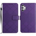 thumbnail image 1 of Dteck for Samsung Galaxy A13 4G Magnetic Case, Premium PU Leather Folio Flip Wallet Case with Card Holder Cash Slot Lanyard Strap Kickstand Function Embossed Pattern Slim Shockproof Cover, purple, 1 of 8