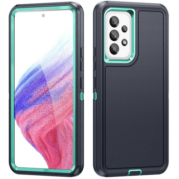 Dteck for Samsung Galaxy A13 5G Case, Protective Shockproof Rugged Military Drop Protection Galaxy A13 Cell Phone Cover Tough Hybrid Bumper Samsung A13 Phone Case, Deep Blue + Mint