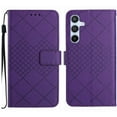 thumbnail image 1 of Dteck for Samsung Galaxy A13 5G Magnetic Case, Premium PU Leather Folio Flip Wallet Case with Card Holder Cash Slot Lanyard Strap Kickstand Function Embossed Pattern Slim Shockproof Cover, purple, 1 of 8