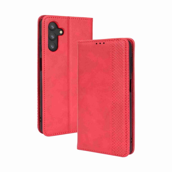 Dteck for Samsung Galaxy A13 5G Wallet Case, Premium Leather Flip Case RFID Blocking Credit Card Holder Folio Magnetic Stand TPU Interior Shockproof Cover, Red