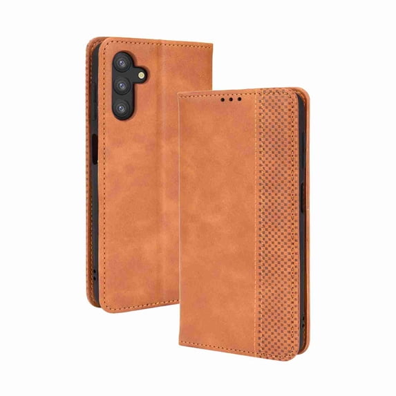 Dteck for Samsung Galaxy A13 5G Wallet Case, Premium Leather Flip Case RFID Blocking Credit Card Holder Folio Magnetic Stand TPU Interior Shockproof Cover, Brown