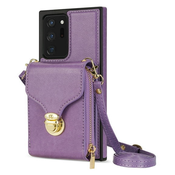 Dteck for Samsung Galaxy A13 Case Wallet with Zipper Pocket PU Leather Protective Back Phone Case with Lanyard Compatible with Samsung Galaxy A13 5G,Purple
