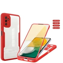 Dteck for Samsung Galaxy A14 5G Case with Built-in Screen Protector, Hybrid Full-Body 360 Protection Shockproof Phone Case, with Hard PC Back Cover   Soft TPU Silicone Non-Slip Bumper Cover,Red
