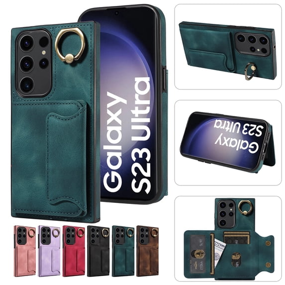 Dteck for Samsung Galaxy A14 5G Case with Card Holder, Retro PU Leather Wallet Case with Rotating Ring Kickstand, Slim Back Protective Cover Case for Samsung Galaxy A14 5G,Green
