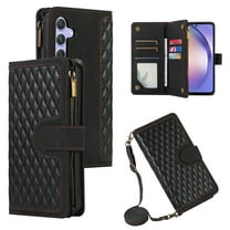 Dteck for Samsung Galaxy A14 5G Case, Samsung A14 Wallet Case with 9 Card Slots, PU Leather Magnetic Flip Zipper Purse Wristlet Strap Crossbody Lanyard Kickstand Phone Case for Galaxy A14,Black