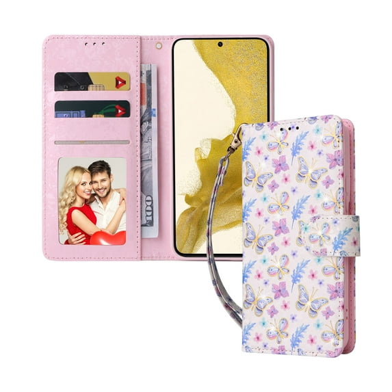 Dteck for Samsung Galaxy A15 5G Case Wallet with RFID Blocking Card Holder Kickstand, Gilding Flower Pattern Magnetic Leather Flip Case for Samsung Galaxy A15 5G/4G,Butterfly Flower
