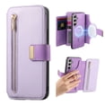 thumbnail image 1 of Dteck for Samsung Galaxy A15 5G Wallet Case with Card Holder, RFID Blocking PU Leather Flip Cover Ring Holder Zipper Credit Card Slots, 2 in 1 Detachable Phone Case Compatible with MagSafe,Purple, 1 of 10