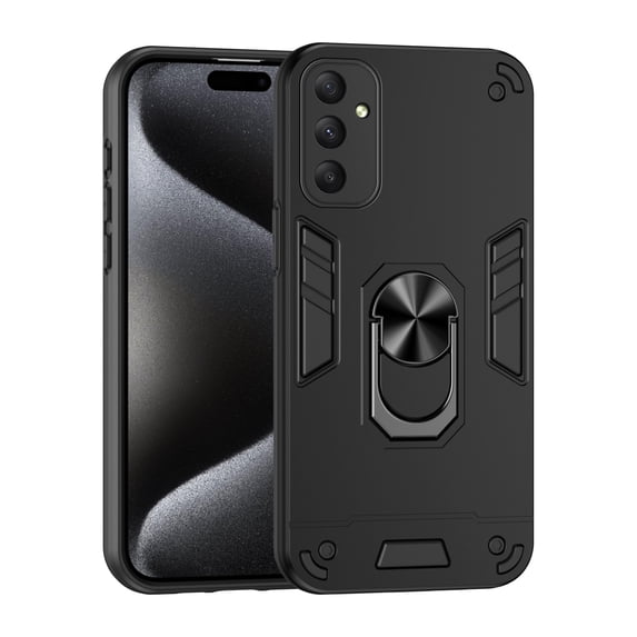 Dteck for Samsung Galaxy A15 Case with Finger Ring Holder Kickstand, Heavy Duty Hybrid Shockproof Rugged Protective Phone Cover for Galaxy A15 5G/4G, Black