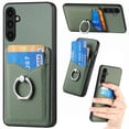 thumbnail image 1 of Dteck for Samsung Galaxy A15 Case Wallet with Card Holder, Fiber Pattern Leather Cover 360°Rotation Ring Kickstand Protective Bumper Designed for Women Men for Samsung Galaxy A15 5G,Green, 1 of 8