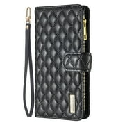 Dteck for Samsung Galaxy A15 Wallet Case with Card Holder, Sturdy PU Leather Case for Women Men Magnetic Flip Zipper Wristlet Strap Kickstand Phone Case for Galaxy A15 5G,Black