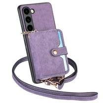 Dteck for Samsung Galaxy A15 Wallet Case Crossbody for Women Men, Samsung A15 5G Zipper Phone Case with Card Holder Wrist Strap Purse Gift for Samsung Galaxy A15 5G,Purple