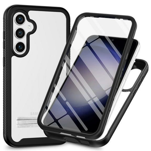Dteck for Samsung Galaxy A16 5G Case with Metal Stand, Built-in Screen Protector Dual Layer Drop Proof Protection Rugged Shockproof TPU Sturdy Phone Case,Black