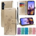 thumbnail image 1 of Dteck for Samsung Galaxy A16 5G Case Wallet with Card Holder Slots Wrist Strap, TPU Interior Protective Phone Cover Stand Embossed PU Leather Folio Flip Case for Galaxy A16 5G,Gold, 1 of 5